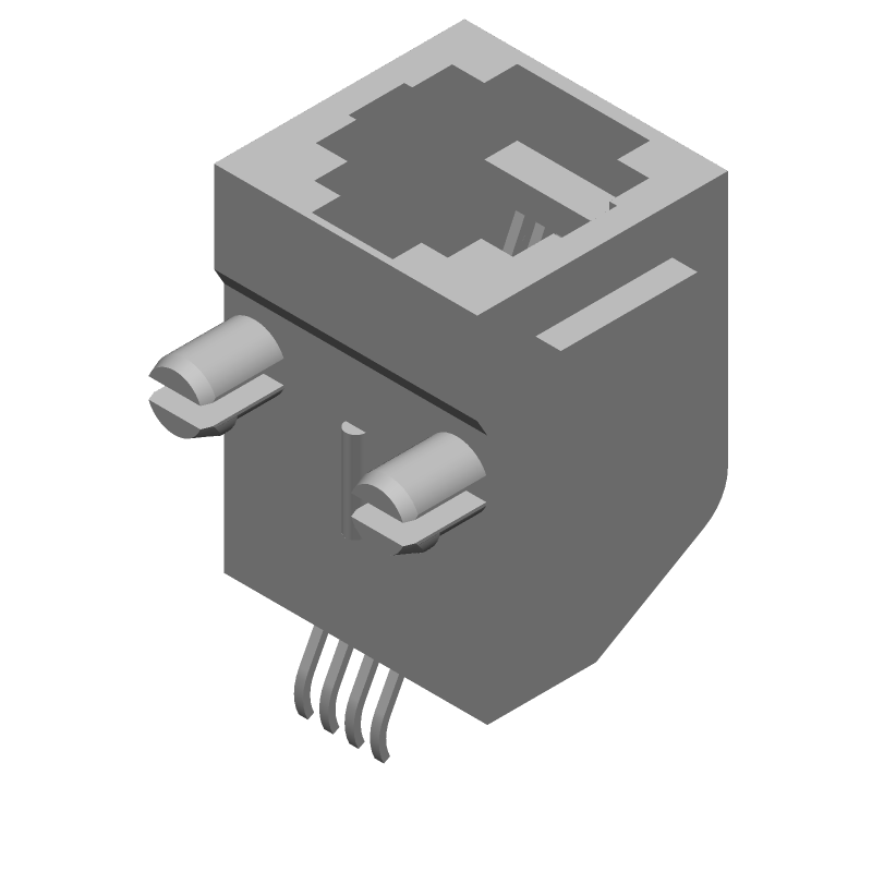 RJ45 Connector, 6P/4C, Right Angle, SMT, Gold, 150V, 200mA