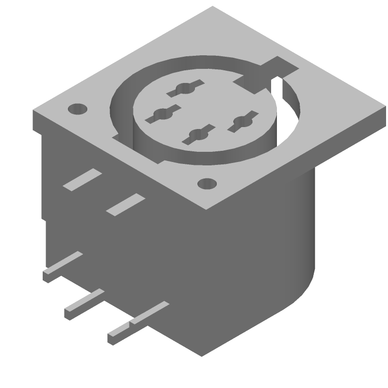 4 Pos Shielded Circular DIN Connector, RA Solder, 7.5A, 250V