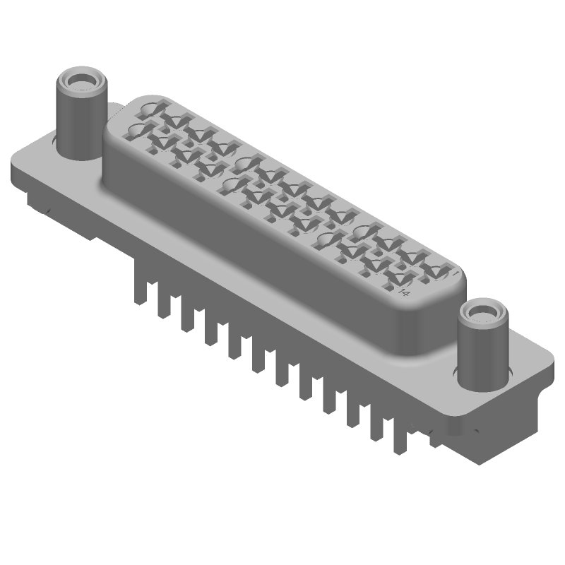 25 Pos D-Sub Connector, Female, Straight, Tin, Press-Fit