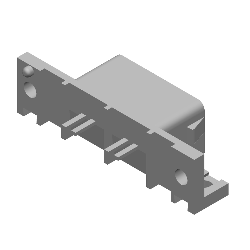 2 Pos Power Connector, 35A, 600V, Receptacle, Solder, Thru-Hole