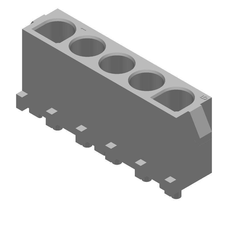 5 Pos Power Connector, 600V, 19A, Wire-to-Board, Tin Pin, Through Hole