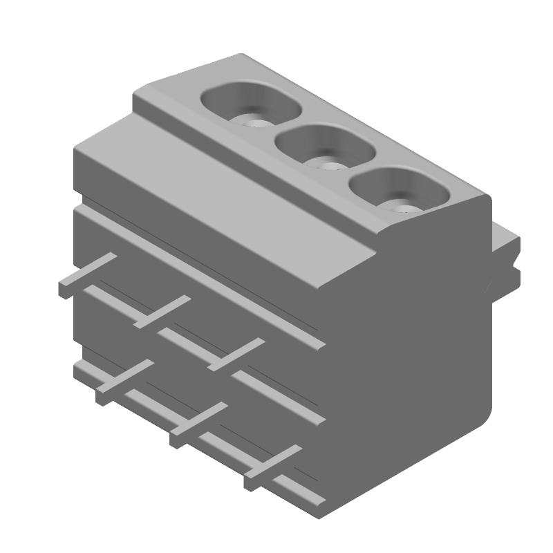 3 Pos 5mm Screwless Terminal Block, 16A, 300V, Thru-Hole, Green