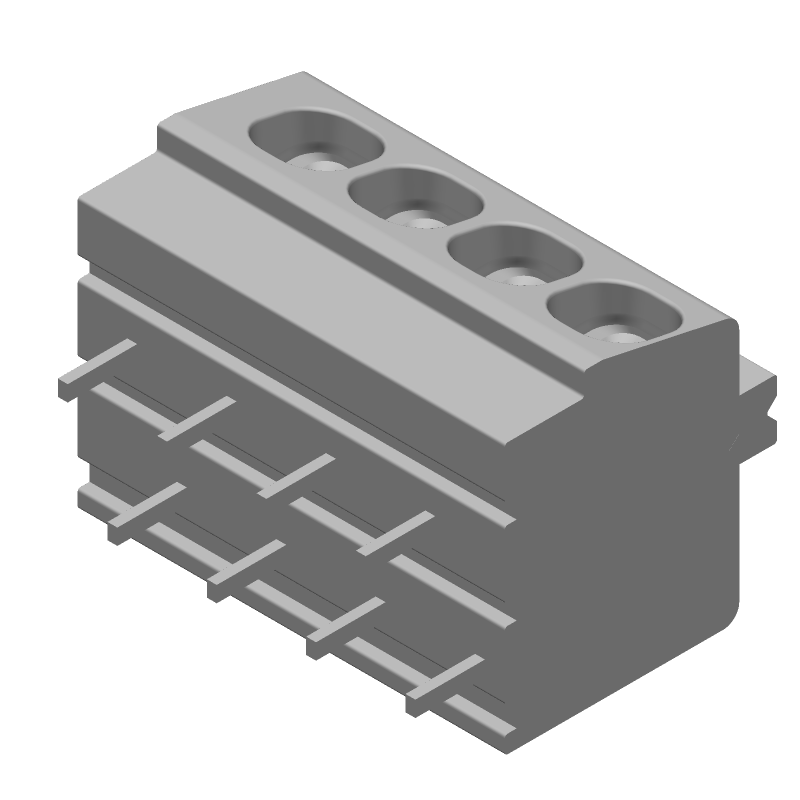4 Pos Screwless Terminal Block, 5mm Pitch, 16A, 300V, Green
