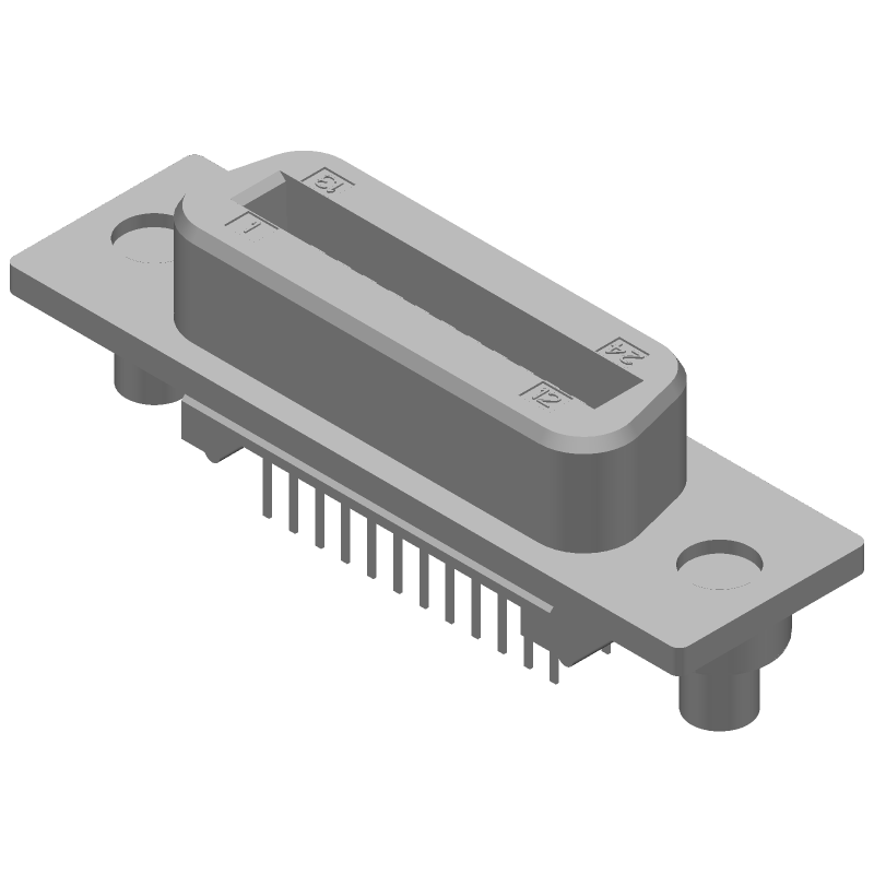 24 Pos IEEE 488 I/O Connector, Straight, Thru-Hole, Shielded