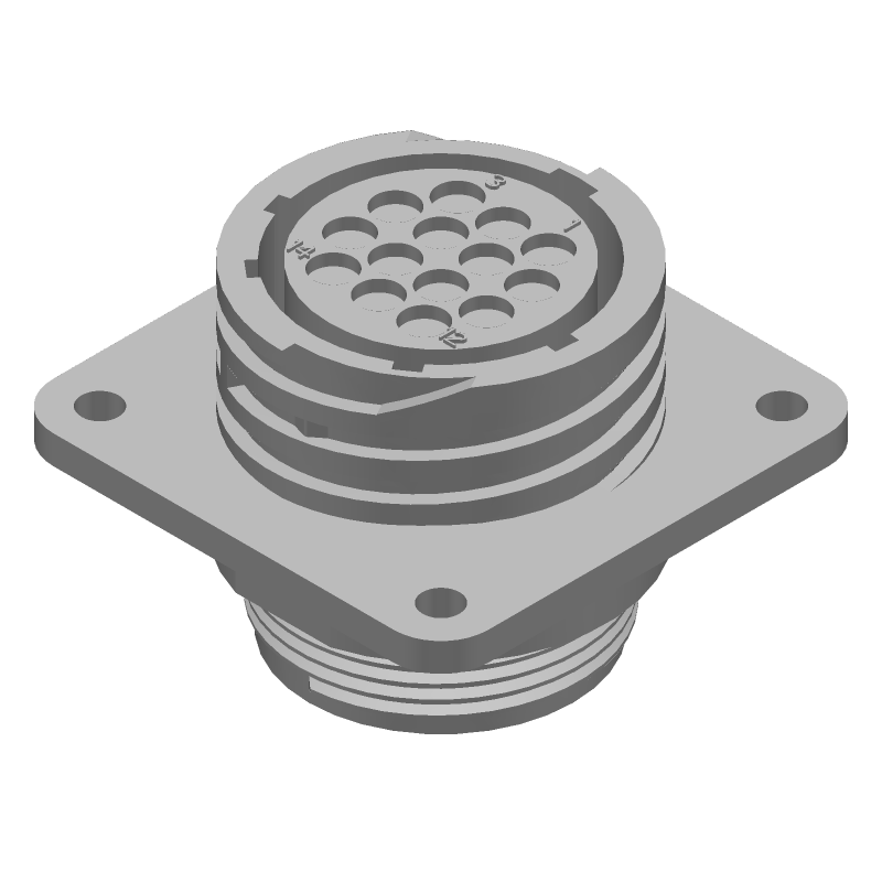 14 Pos Circular Crimp Receptacle, 13A, 250V, IP65, Black