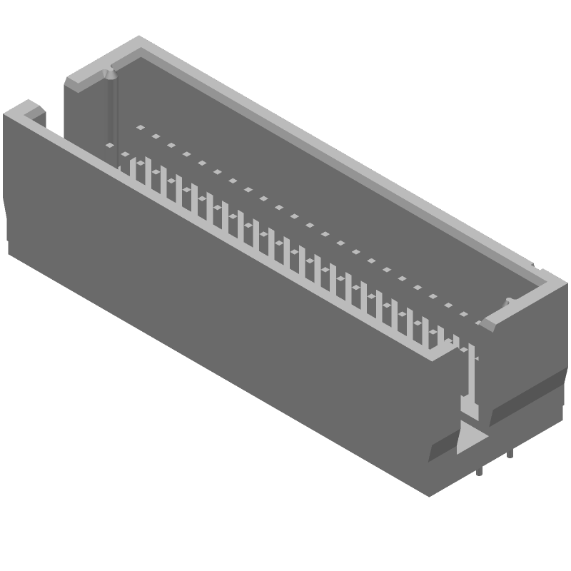 50 POS 1.27mm Shrouded Header, Straight, Thru-Hole, 1A