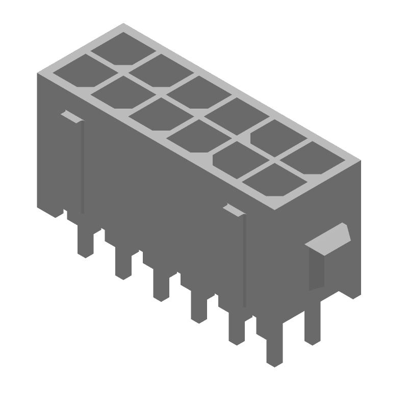 Power Connector, 12 Pos, 5A, 250V, Male, Straight, Solder, Thru-Hole