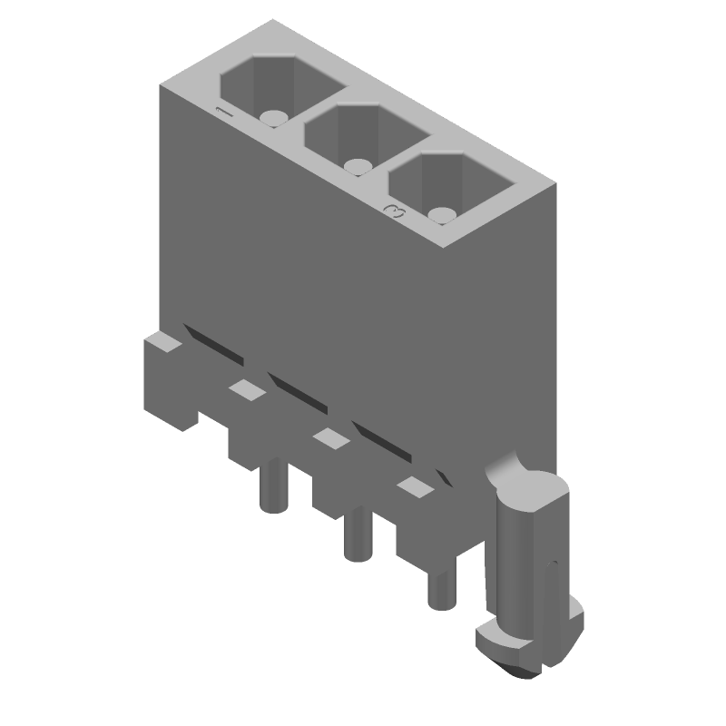3 Pos Power Header, 9.5A, 600V, Gold, Straight, Thru-Hole
