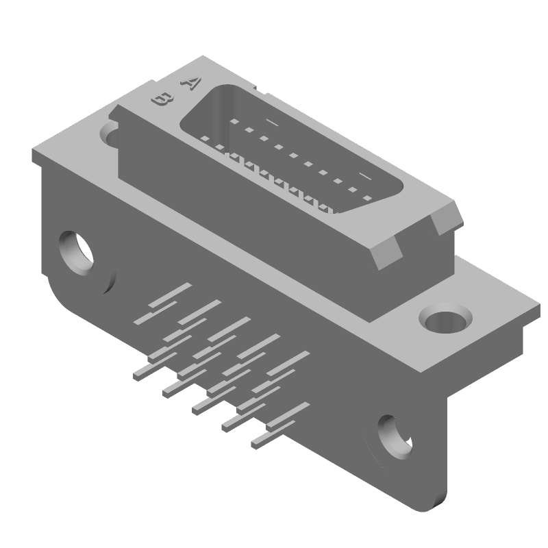 20 Pos 2 Row Right Angle Shielded Connector, Gold/Tin Plated Bronze