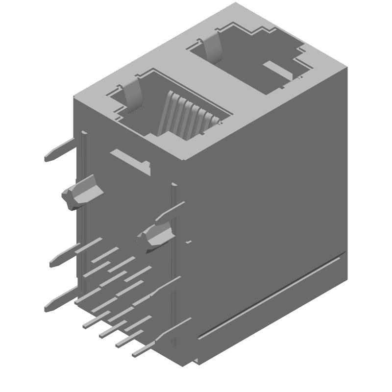 RJ11 Connector, 2 Port, 16 Pos, Shielded, Gold Plated, Solder RA