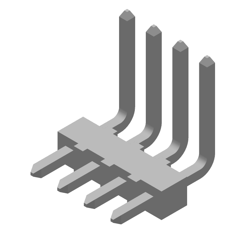 4 Pos Male Header, 2.54mm Pitch, Right Angle, Solder, 250V, 4A