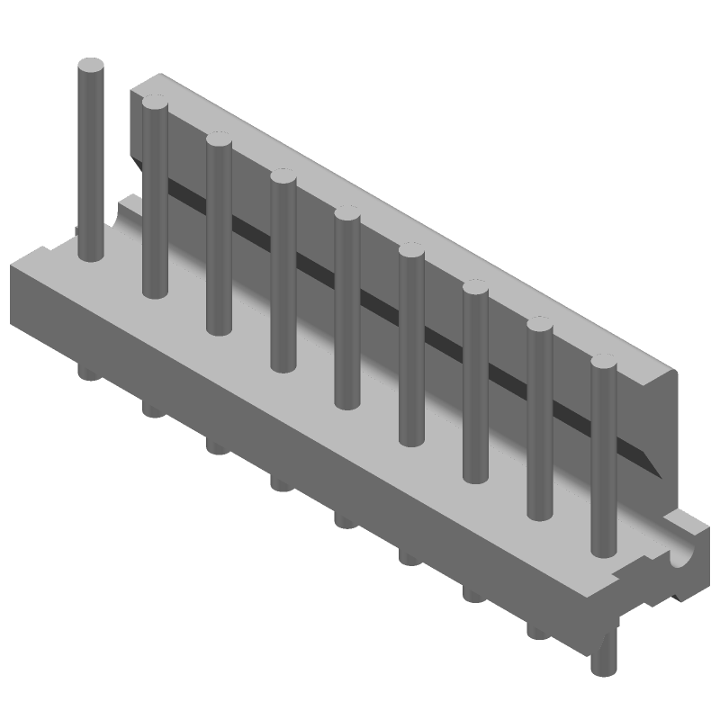 Wire to Board Header, 9 Pos, 7A, 600V, Gold, Straight, Thru-Hole