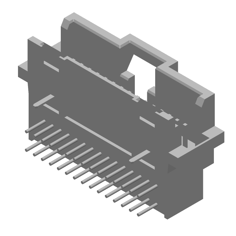 30 Pos 1.27mm RA Shrouded Header, Gold, 1A, 500V, Thru-Hole