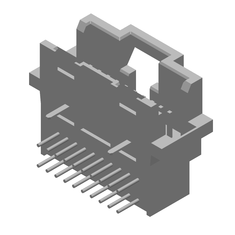 20 Pos 1.27mm RA Shrouded Header, Gold, 1A, 500V, Thru-Hole