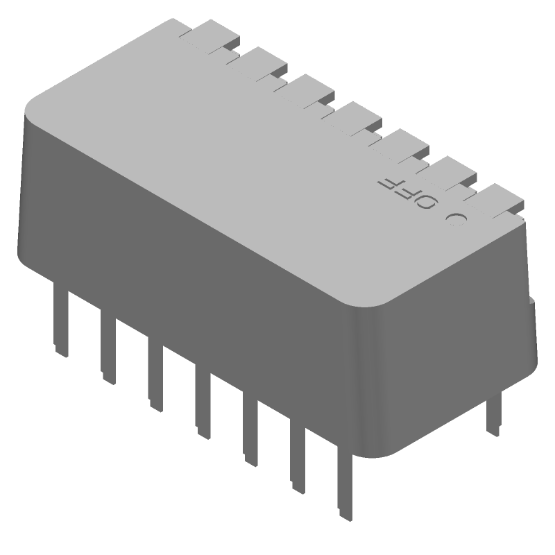 7 Pos SPST Rotary DIP Switch, 1.5A, 50VDC, Gold, Thru-Hole