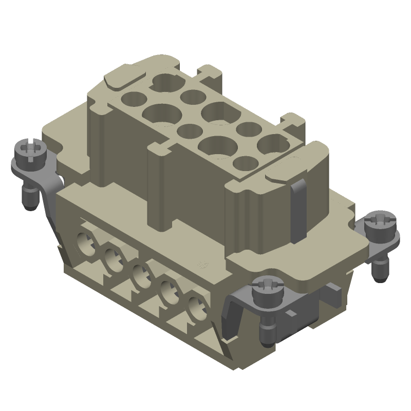 10 Pos Female Rectangular Connector, 16A, 500V, Screw Term
