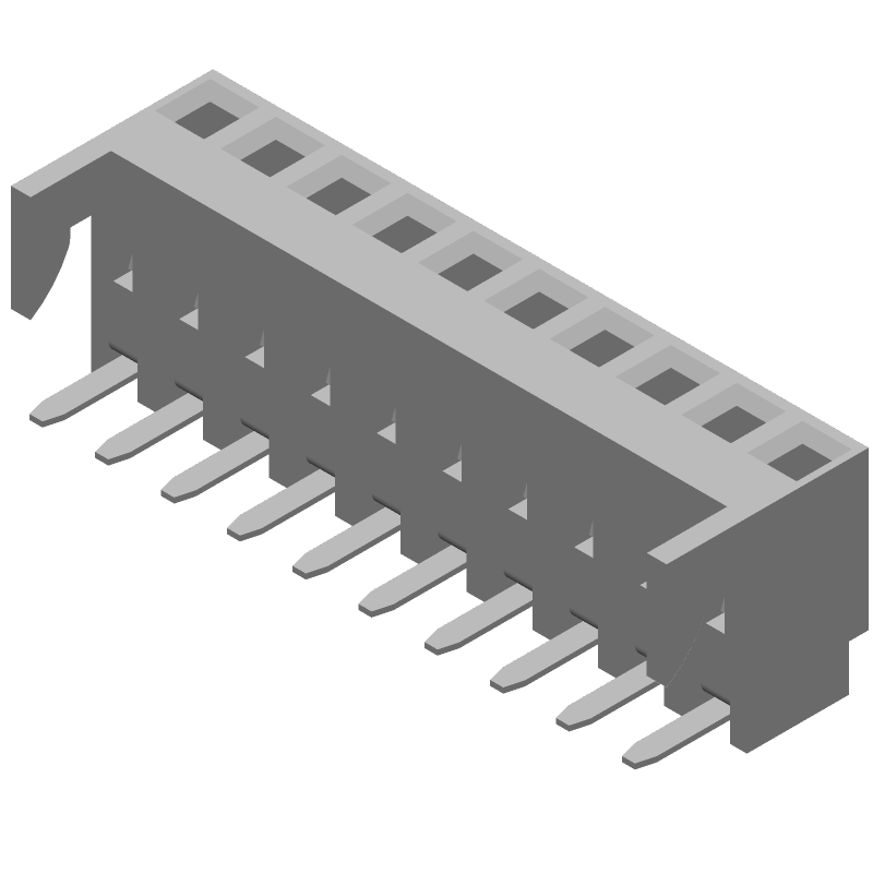 10 Pos Receptacle, Right Angle, 2.54mm Pitch, 250V, 2.5A