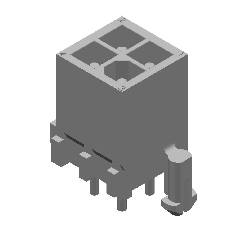 4 Pos Power Connector, Wire-to-Board, 9.5A, 600V, Male, Tin-Lead