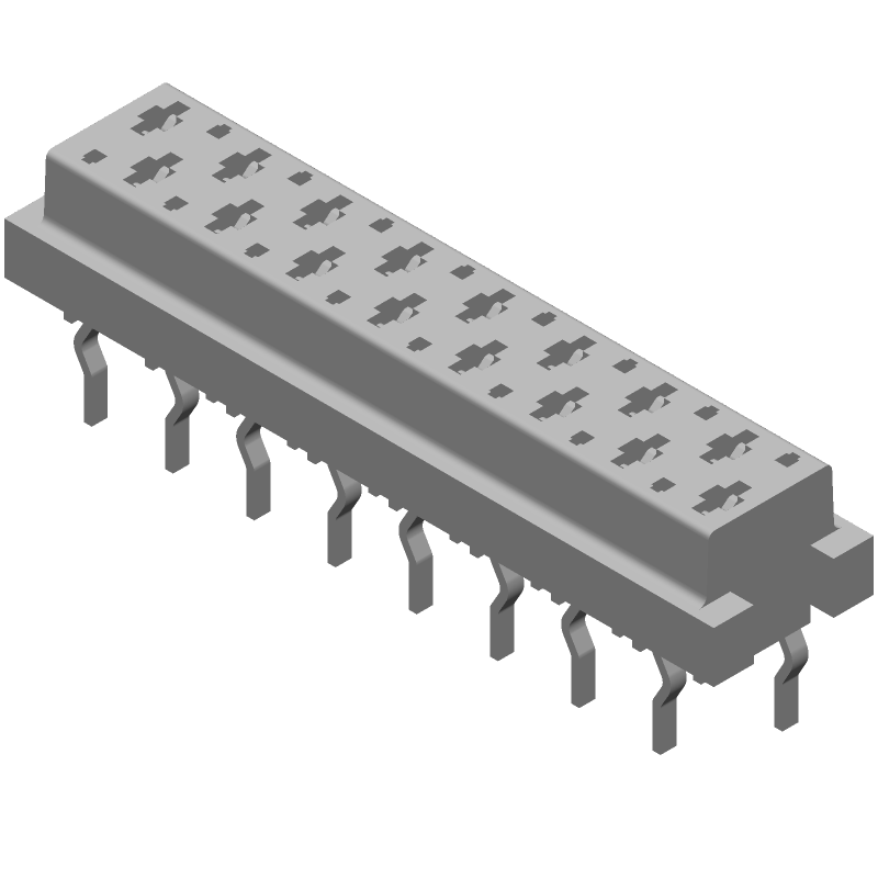 16 Pos 2 Row 1.27mm Pitch Receptacle, 1.5A, Through Hole, Red