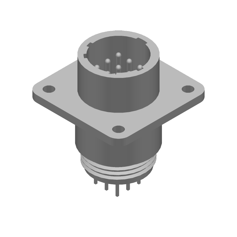 9 Pos Male Pin Receptacle, 13A, 250V, IP65, Straight