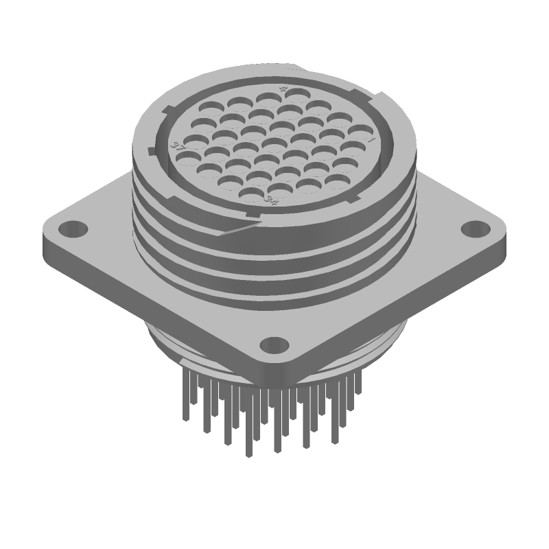 37 Pos Receptacle Circular Connector, 13A, Gold/Tin Plated