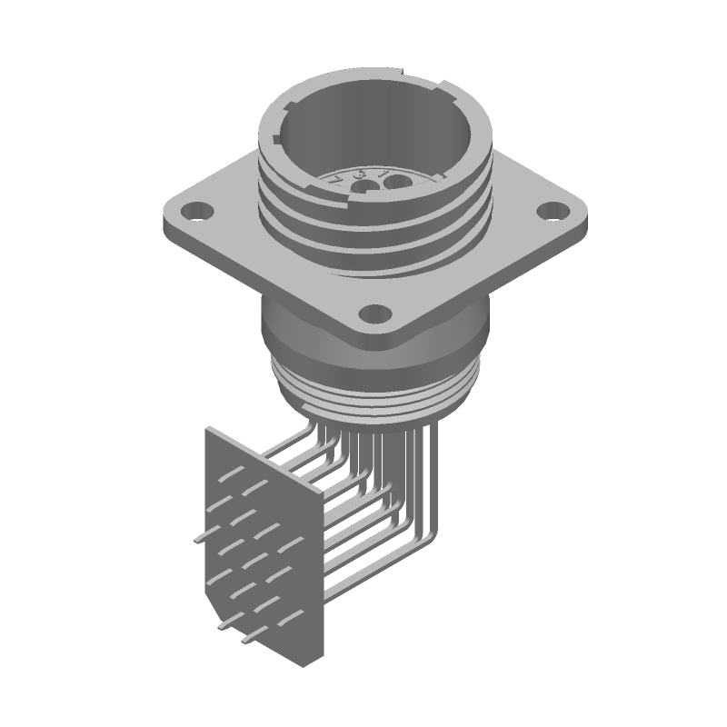 16 Pos Circular Connector, Female, Solder RA, 250V, 13A, Gold