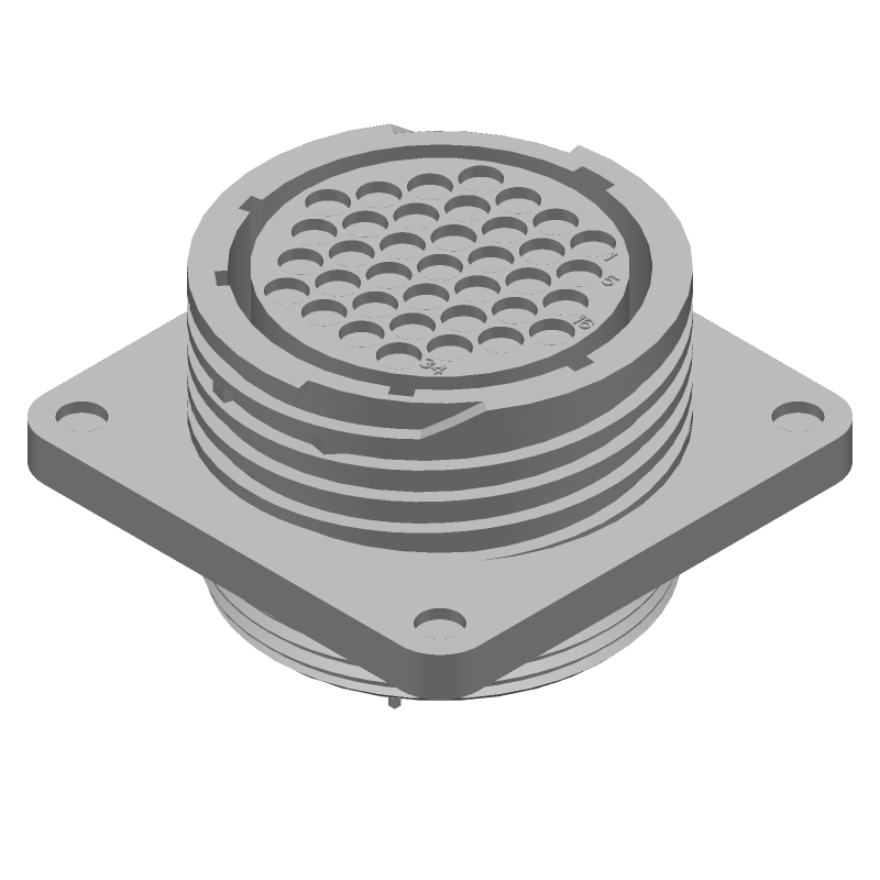 37 Pos Circular Connector, Female, Solder, Straight, Panel Mount, 250V, 13A