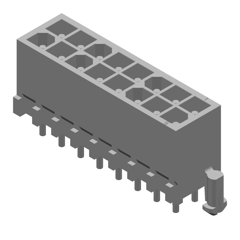 16 Pos Wire-to-Board Header, 9.5A, 600V, Gold Contacts, TH