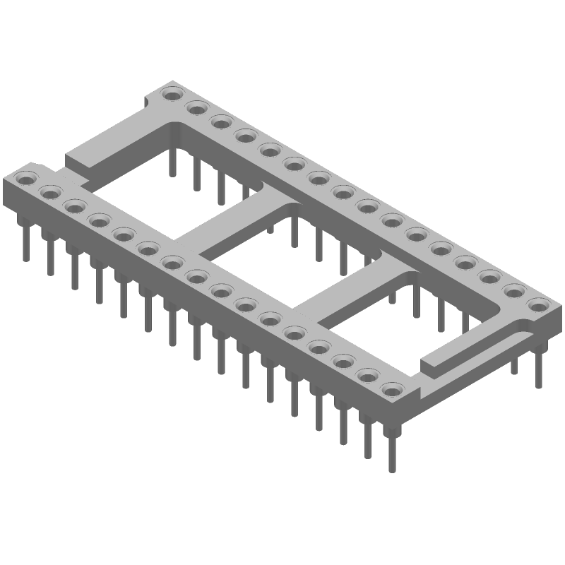32 Pos 2 Row DIP Socket, Gold/Tin, 3A, UL94 V-0, Straight