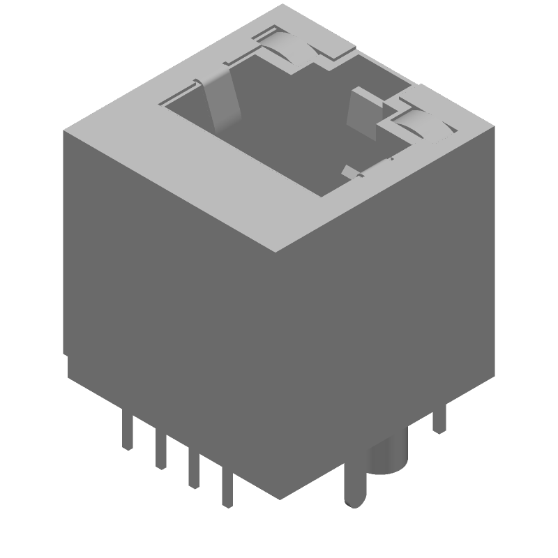 RJ11 Connector, Female, 8 Pos, Shielded, Solder, Thru-Hole, 1 Port