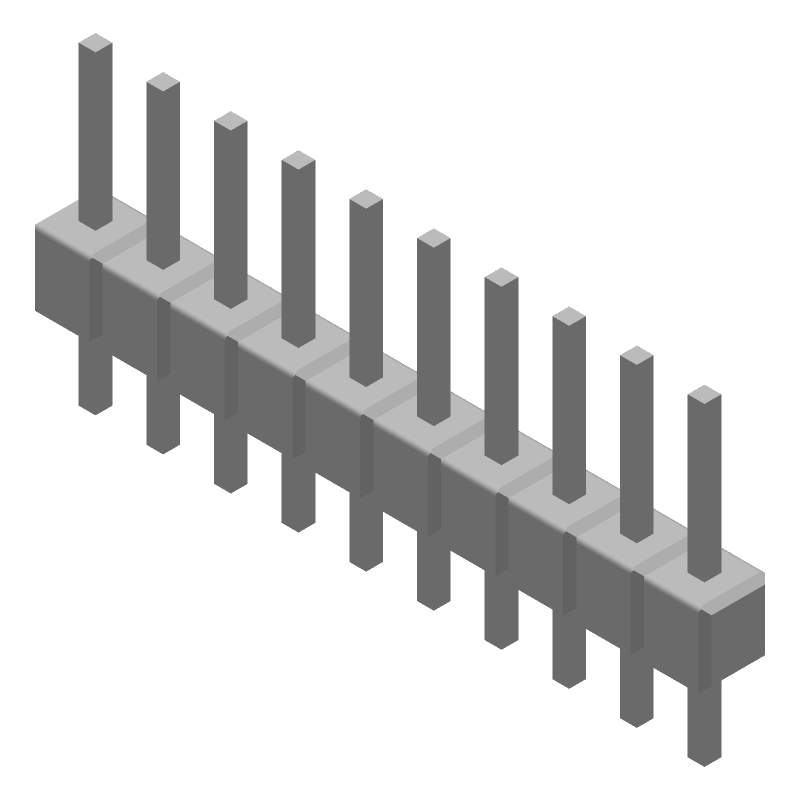 10 Pos 2.54mm Male Pin Header, Thru-Hole, 5A, Tin Plated