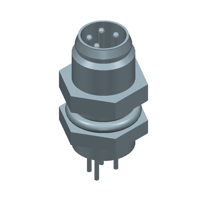 4-Pos Male Circular Connector, Solder, 4A, 60VDC, IP67