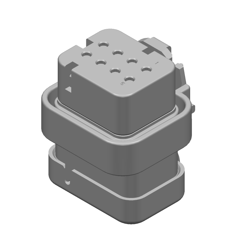 8P Rectangular Connector, PBT, Red, Wire-to-Wire, Female Socket