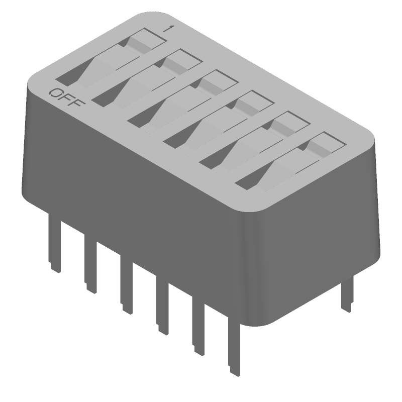 6 Pos Rotary DIP Switch, SPST, Gold Contact, 1A, 40V