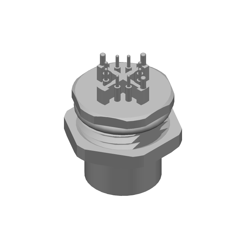 8-Pin Female Circular Connector, Straight, Solder, IP67, 500mA, 48V
