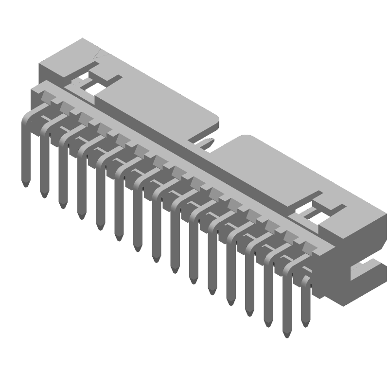 30 Pos 2 Row RA Header, 2mm Pitch, Gold Plated