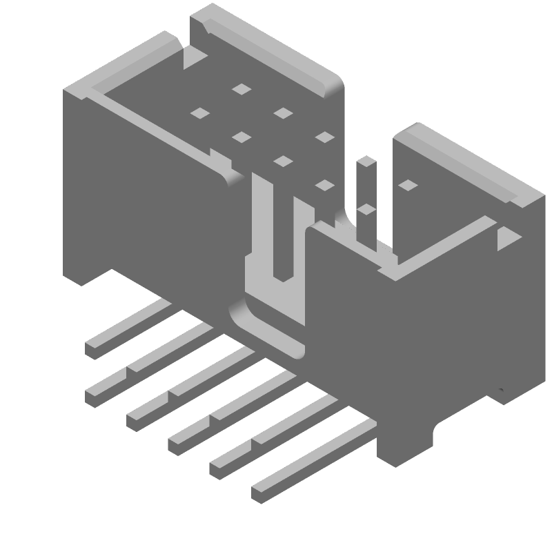 10P RA Header, Solder, 2 Rows, 0.1" Spacing, Glass Filled Nylon