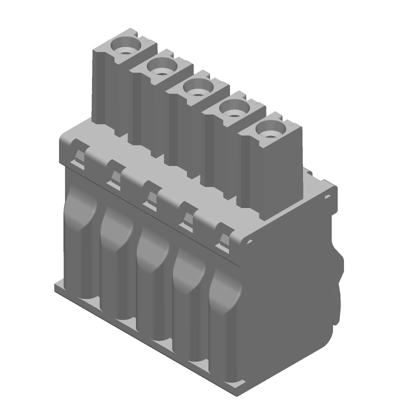 5 Pos Straight Plug Terminal Block, 300V, 9A, Green