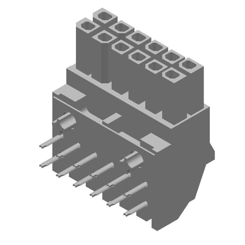 12 Pos Female Receptacle, 600V, 5A, Solder, Right Angle
