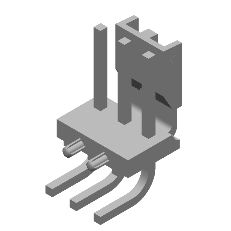 3 Pos Wire-to-Board Header, 7A, 600V, RA, Tin, TH
