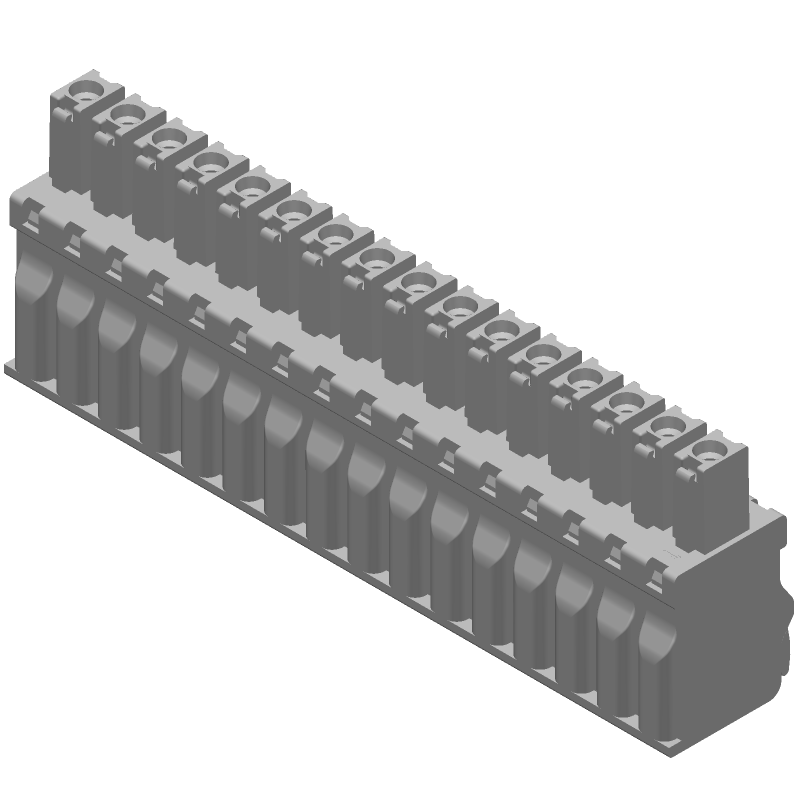 16 Pos Terminal Block, 300V, 11A, Push-In, Straight, Green