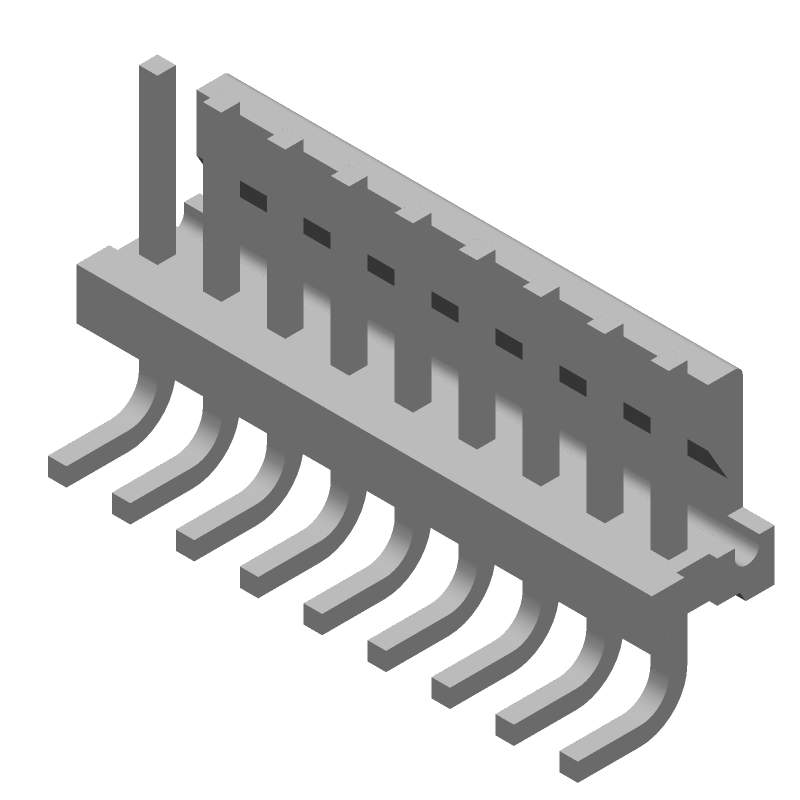 Wire to Board Header, 9 Pos, 7A, 600V, 3.96mm Pitch, Male Pin