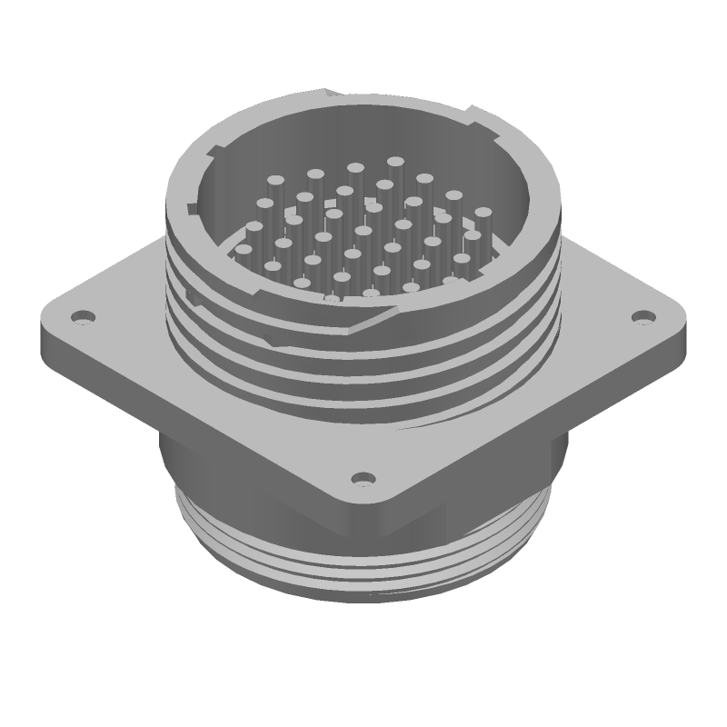 37 Pos Circular Connector, 13A, 250V, Gold Plated, Black