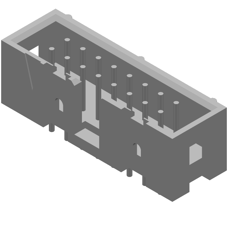 16P IDC Header, 2.54mm Pitch, 1A, Gold, Vertical, Blue