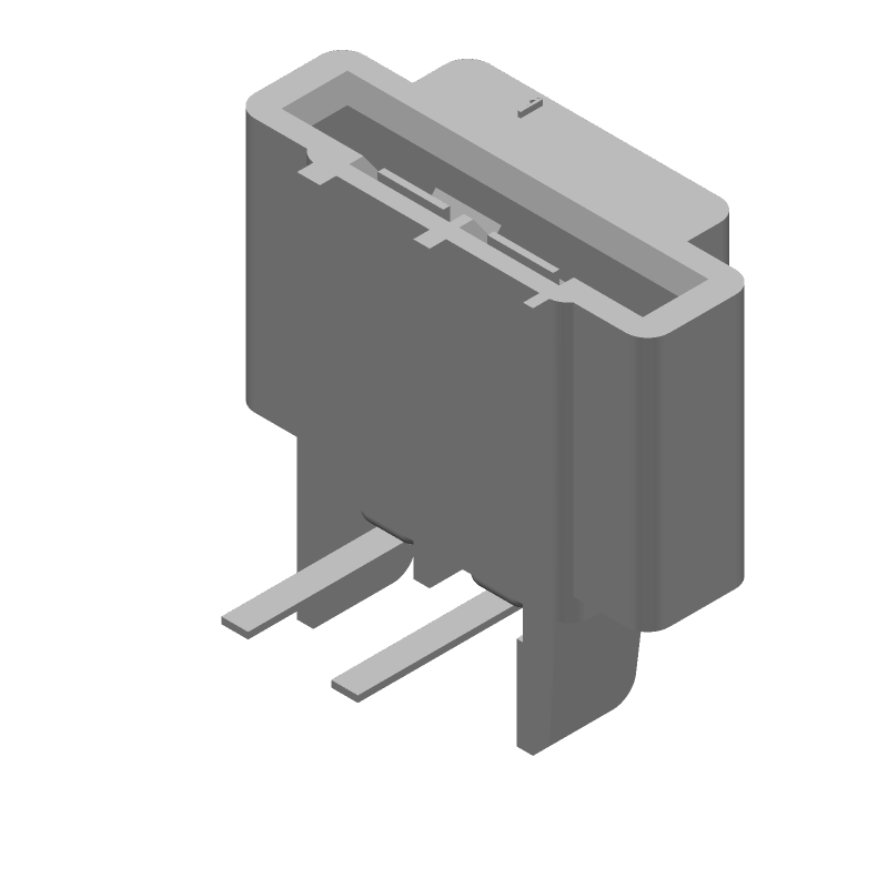 2 Pos FFC/FPC ZIF Connector, RA, 2.54mm, Solder, Thru-Hole