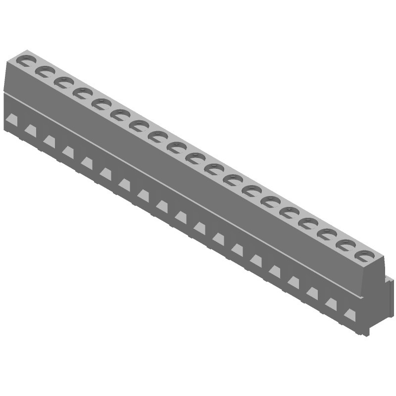 19 Pos Terminal Block, 5.08mm Pitch, 17.5A, 300V, Solder, Thru-Hole