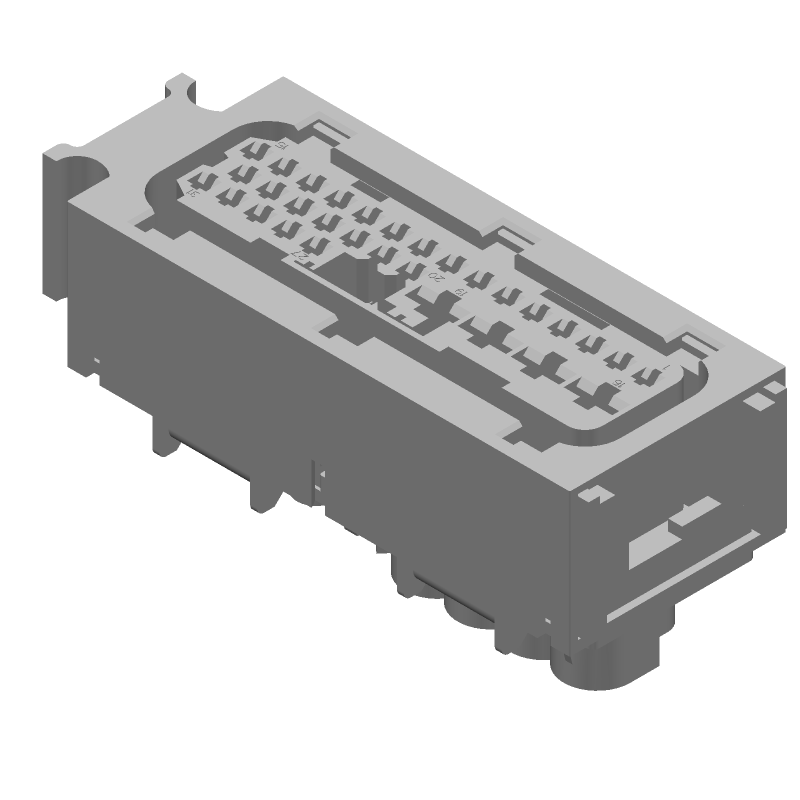 31 Pos Rectangular Connector Housing, Crimp, PBT, Black, Straight