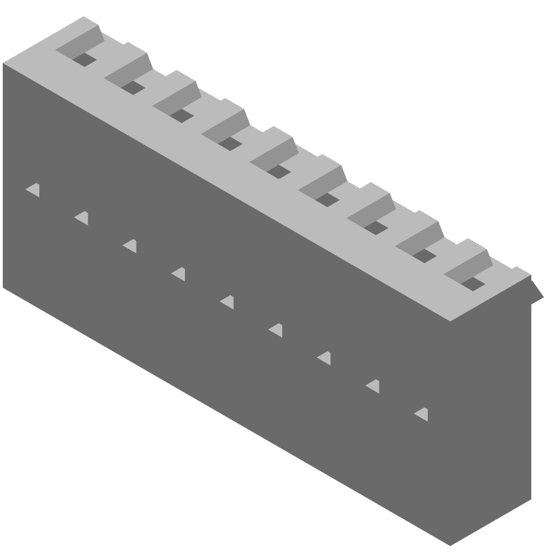 9 Pos 1 Row Female Header, 3.96mm Pitch, Crimp, 250V