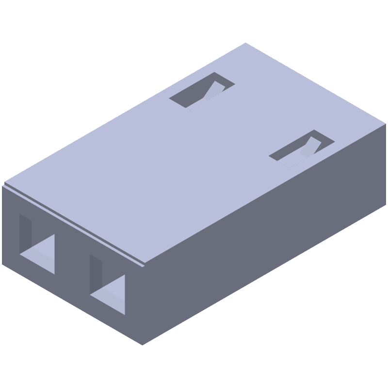 Female Rectangular Connector, 2 Circuits, 2.54mm Pitch, Gold Plated Bronze