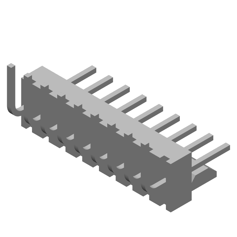 9 Pos, 1 Row, Male, Right Angle Header, 2.54mm Pitch, 4A